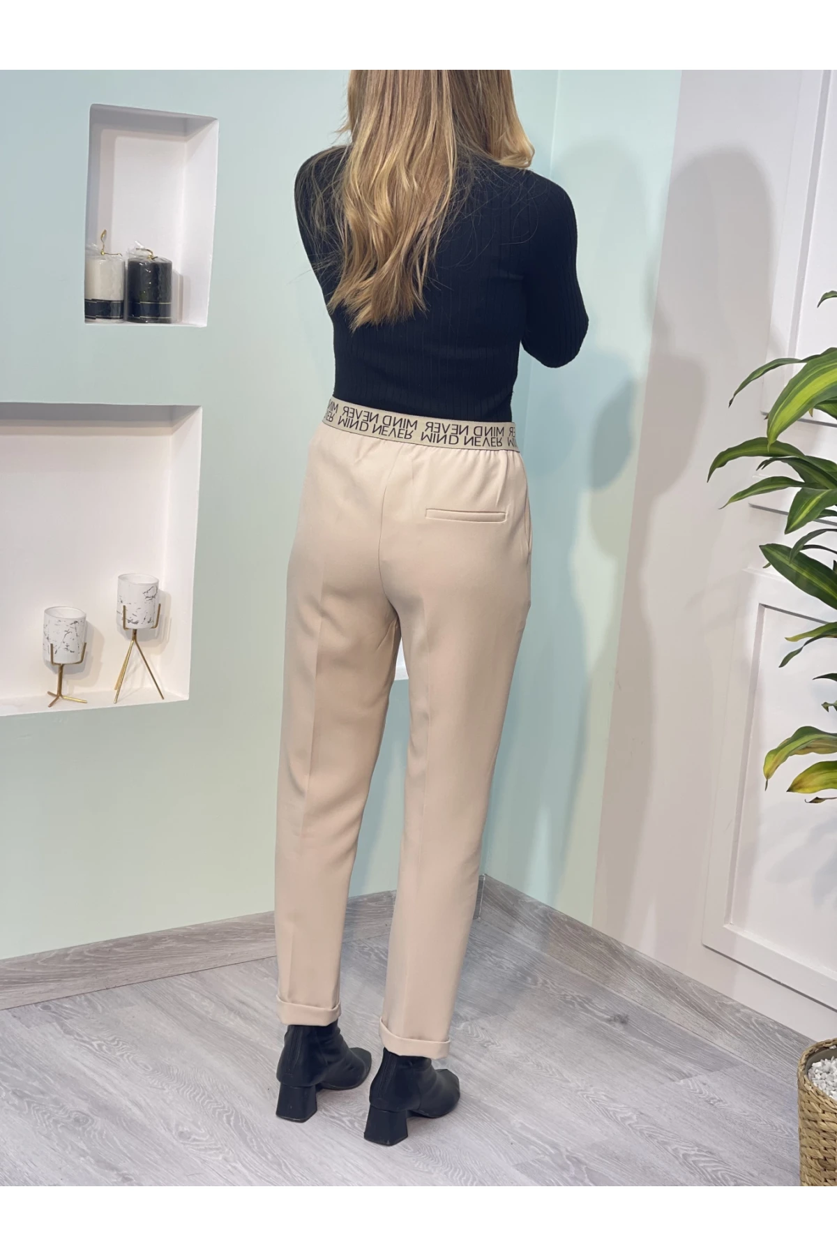 Duble Paça Ribanalı Kemer Detaylı Pantolon