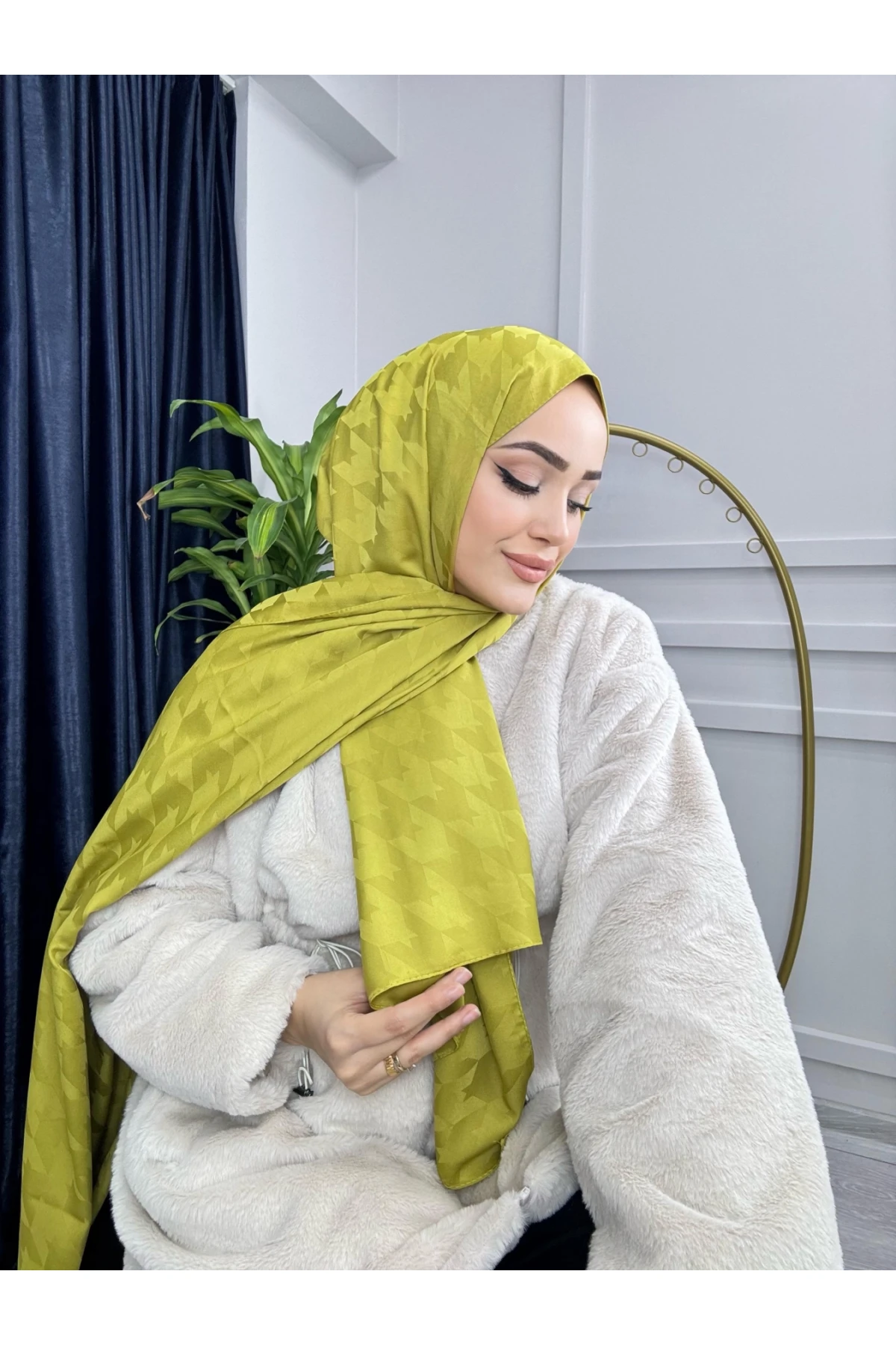 Kaz Ayağı İpeksi Jakar Şal
