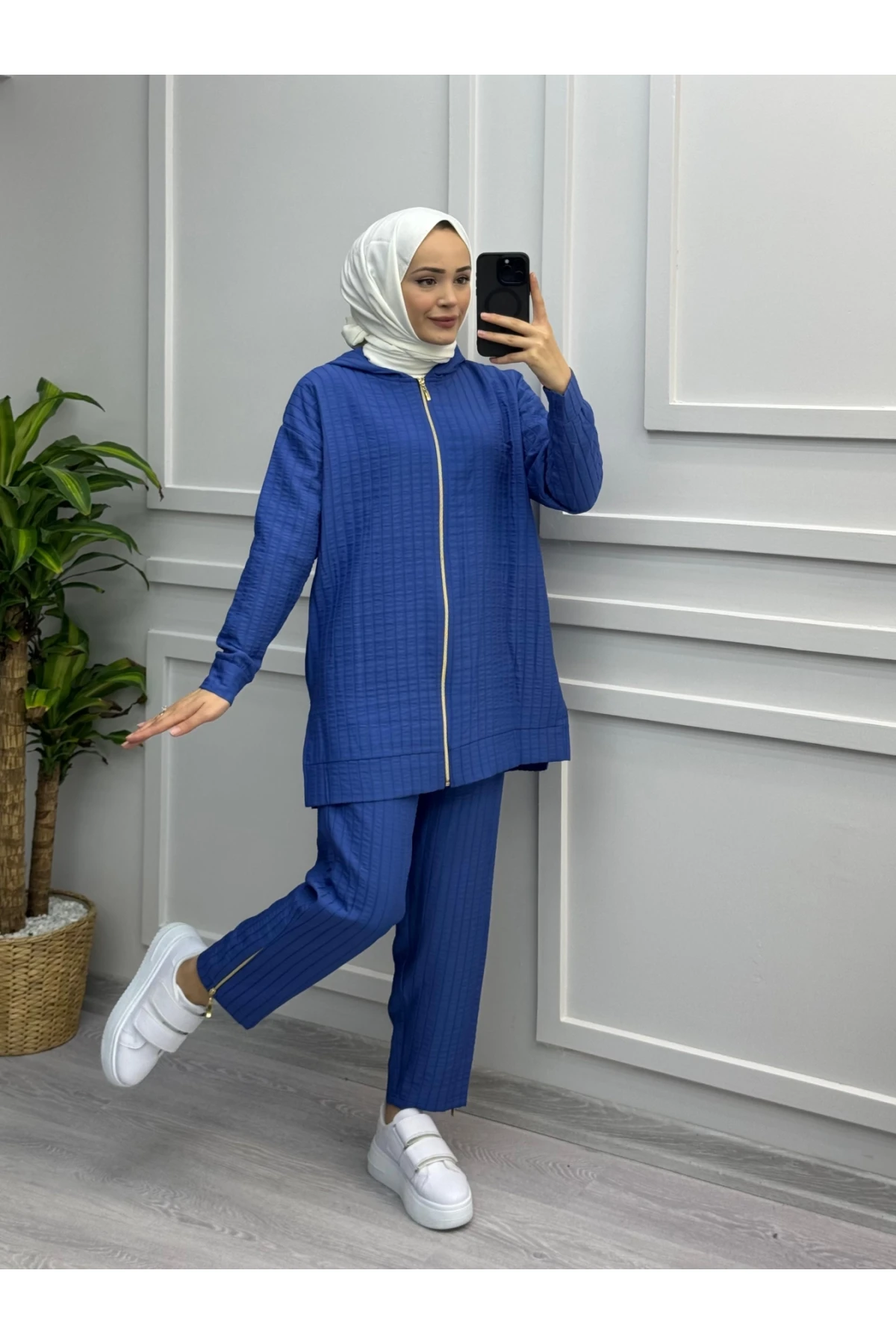 KFT001 Kapitone Fermuarlı Kapişonlu Takım