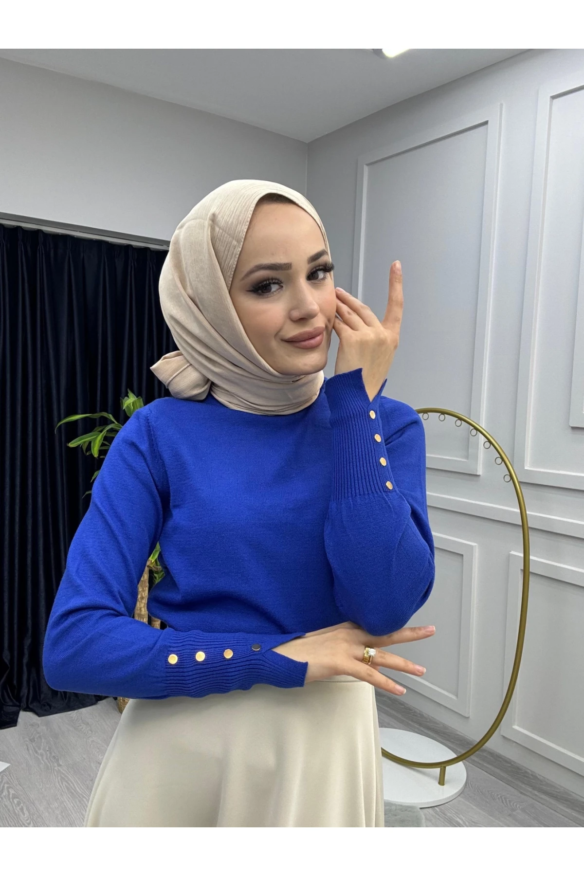KZK001 PREMİUM Kolu Zımba Detaylı Kazak
