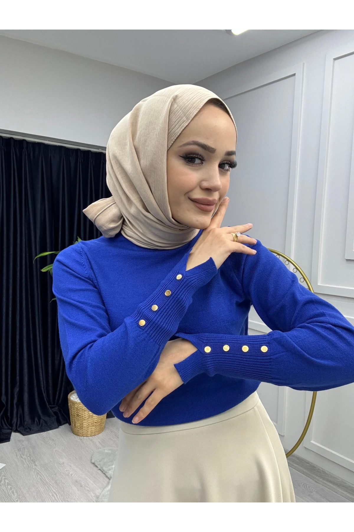 KZK001 PREMİUM Kolu Zımba Detaylı Kazak