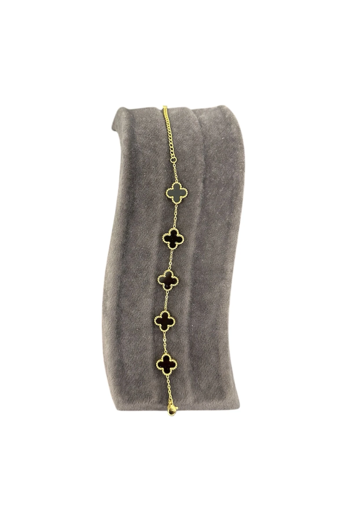 T-BLK-22 GOLD RENK İÇİ SİYAH BÜYÜK YONCA BİLEKLİK