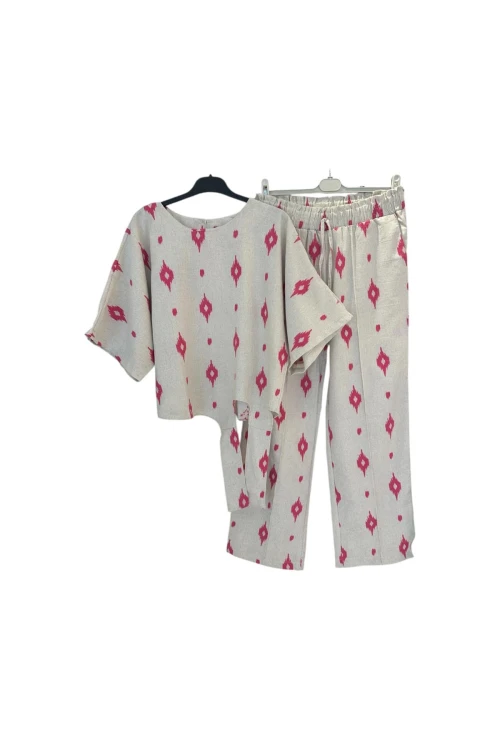 1051 KISA KOL ÖNÜ BAĞLAMALI KETEN TAKIM