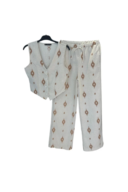 3420 YELEKLİ KETEN TAKIM