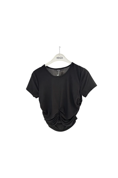 3907 BÜZGÜLÜ KISA KOL BLUZ