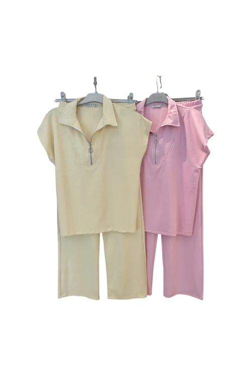 9011 FERMUARLI POLO YAKA PANTOLONLU EŞOFMAN TAKIM