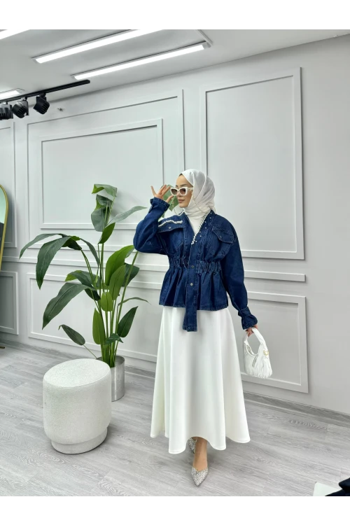 CKT006 KOT İNCİ DETAYLI CEKET