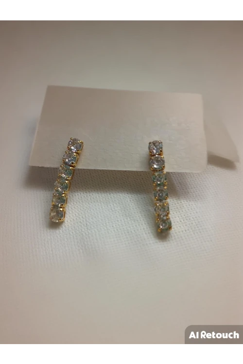 KP0005 Altı Sıralı Taşlı Gold Küpe