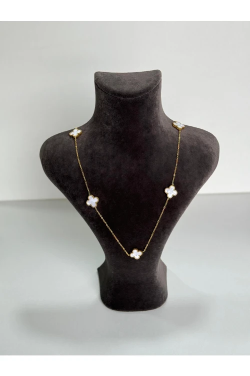 T-KLY-02 Gold İçi Beyaz Gonca Kolye
