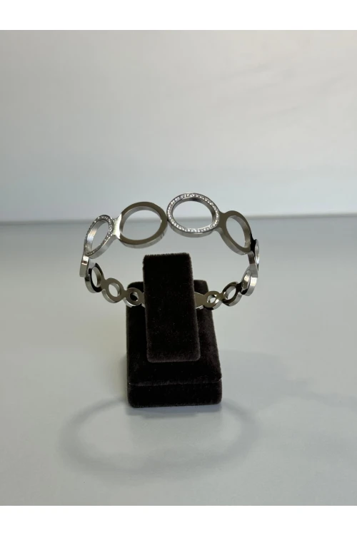 T-KPÇ-07 Gümüş Halkalı Taşlı Kelepçe