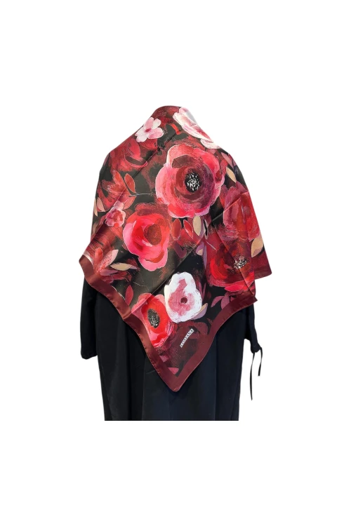 VİŞ002 GÜL DESENLİ VUAL İPEK ŞAL