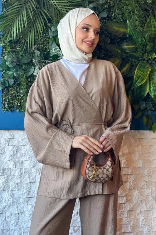 Z-544 ÜSTÜ KİMONO ÇİLEK İKİLİ TAKIM